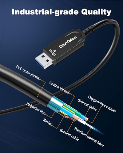 USB A to USB A Cable 33 FT, Fiber Optic USB Cable Male to Male 10Gbps(No Power), Long-Distance USB Host-Device Connection for KVM Extension,Embedded Control Systems,Remote Device Management - size: 33FT(Male to Male), style: 1 Pack