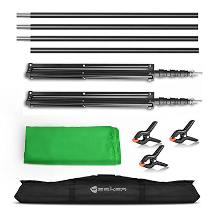 Yesker 8.5x10ft Green Screen Backdrop Kit with Stand Photography Greenscreen Background Support System with 6x9ft Muslin Chromakey Backdrop and Clamp for Photo Video Studio Portrait Product Shooting - size: 8.5 x 10ft