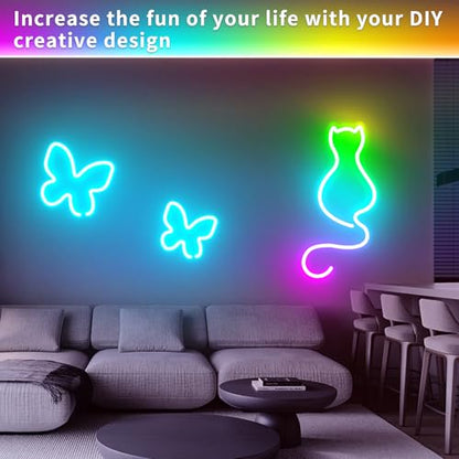 100FT RGB LED Neon Rope Lights,LED Neon Lights with Remote/APP Control,24V IP65 Waterproof Flexible Neon LED Strip Lights for Bedroom Room DIY Decoration（2 Rolls of 50ft with Snap &Screws） - size: 100FT
