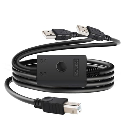 14.7FT Printer Cable Splitter 2 in 1 Out,Printers Cable with Toggle Switch for Two Computers Share Printer、Keyboard、Mouse、Scanner、USB External Devices