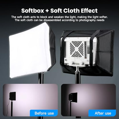 100W RGB LED Video Light with Softbox, 7950LM, 2500K-9900K | 100W RGB LED video light, 7950LM, 2500K-9900K, with softbox