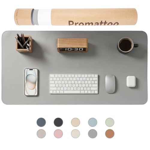 Large Desk Pad Non-Slip Desk Mat Protector for Keyboard Mouse Waterproof Vegan Leather Surface Faux Leather Laptop Mat Smooth Mouse Pad Premium Gift Tube Mist Gray 31.5" x 15.7" - color: Mist Gray, size: 31.5" x 15.7"