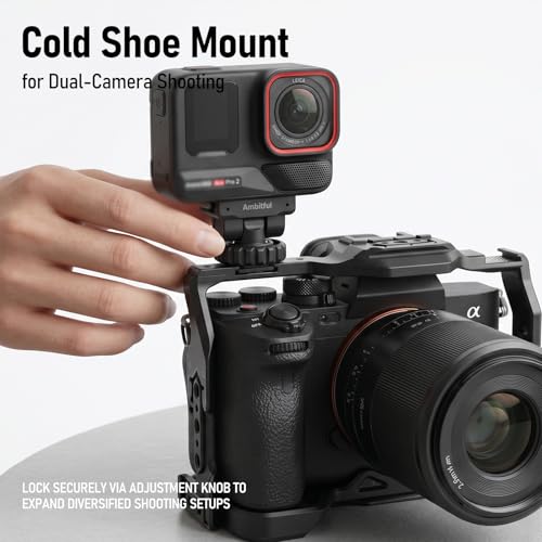 AMBITFUL IA03 Magnetic Quick Release Cold Shoe Ball Head Mount, Action Camera Adapter for Insta360 Cameras, Quick Swap Mini Camera Mount for DSLR, Camera Cage, Tripod and Video Rig - color: Cold Shoe Mount