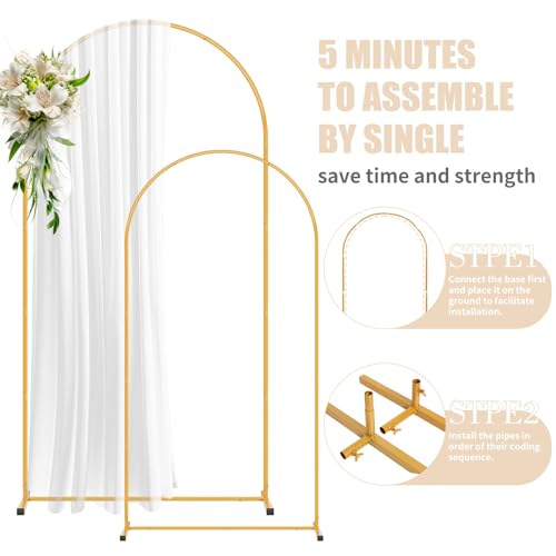 2 Pack Arch Backdrop Stand and Cover Set (7.2FT/6FT), Balloon Arch Stand, Metal Background Arch Stand, Backdrop Arch Frame, Wedding Arch for Backdrop (Apricot Cover) - color: Arch with Beige Cover-(7.2FT/6FT)