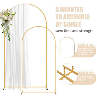 2 Pack Arch Backdrop Stand and Cover Set (7.2FT/6FT), Balloon Arch Stand, Metal Background Arch Stand, Backdrop Arch Frame, Wedding Arch for Backdrop (Apricot Cover) - color: Arch with Beige Cover-(7.2FT/6FT)