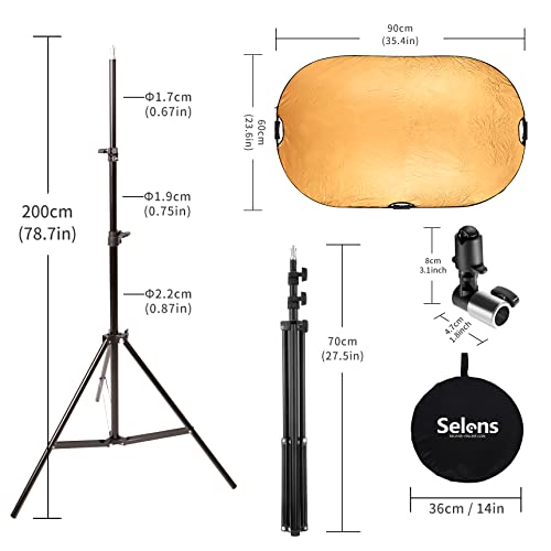 Selens 24x36inch/60x90cm Light Reflector Stand Kit 5-in-1 Collapsible Multi-Disc with Light Photography Stand & Reflector Holder Clamp for Photo Video Studio Outdoor Lighting - size: 24x36in Reflector Stand Kit