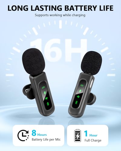 Wireless Lavalier Microphones, Wireless Microphone for Video Recording, Interview, Podcast