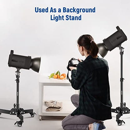 NEEWER Pack of 2 Heavy Duty Light Stands with Wheels, 2.4 Feet Max. Height, Foldable Tripod for Low Angle Shooting, Lighting Stand for Softbox, Monolight and Other Photography Equipment, ST72 - style: 2 Pack