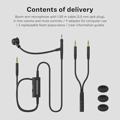 Sennheiser HD 500 BAM, Plug-in Boom Arm Mic for Gaming, Volume Controls