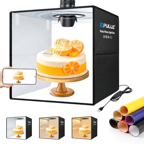 PULUZ 16x16 Inch High CRI≥95 Dimmable Light Box, 144 LED Photo Studio Lighting Kit with 6 Backdrops, Portable Shooting Tent for Product Photography - size: 16*16 inch