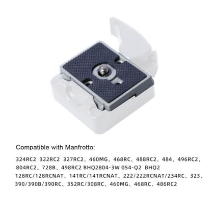 Quick Release Plate 1/4" Screw Compatible with Manfrotto 200PL-14 322RC2 324RC2 488RC2 496RC2 Camera Tripod Head (Pack of 2)