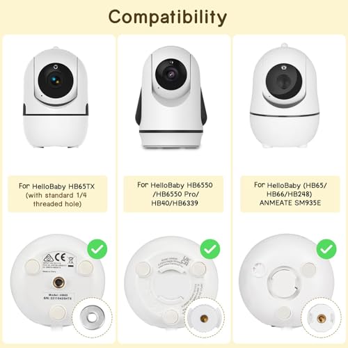 Baby Monitor Clip Mount for HelloBaby HB6550/HB6560/HB6148/HB6240//HB66/HB6339, ANMEATE SM935E – Adjustable Clamp Baby Camera Holder Stand, No Drilling, Flexible Mount for Cribs, Desks, and Shelves - color: White