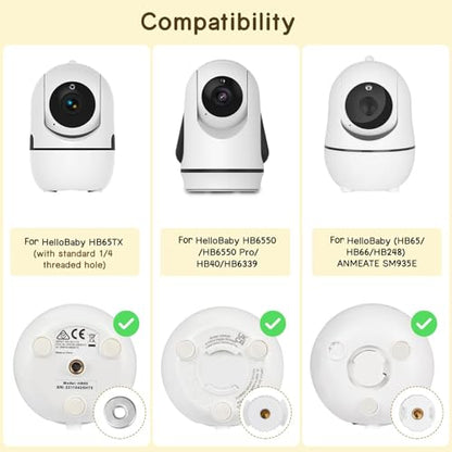 Baby Monitor Clip Mount for HelloBaby HB6550/HB6560/HB6148/HB6240//HB66/HB6339, ANMEATE SM935E – Adjustable Clamp Baby Camera Holder Stand, No Drilling, Flexible Mount for Cribs, Desks, and Shelves - color: White
