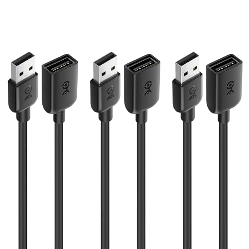 Cable Matters 3-Pack Short USB Extension Cable - 3ft, Male to Female USB Extender Cable, USB2.0 Extension Cord, 480Mbps, Black - size: 3 Feet, style: 3-Pack