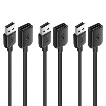 Cable Matters 3-Pack Short USB Extension Cable - 3ft, Male to Female USB Extender Cable, USB2.0 Extension Cord, 480Mbps, Black - size: 3 Feet, style: 3-Pack