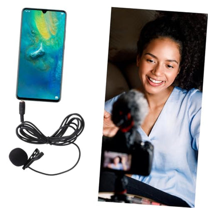 Hemoton Mini Lavalier Microphone for Mobile Phones Clip Condenser Mic for Laptops and Cameras Portable Design Rotary Clip for Video Calls and Recording Black