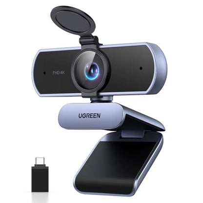 UGREEN 4K Webcam for PC Ultra HD Web Camera with Microphone, Privacy Cover, 70° Fov, PDAF Autofocus, USB A & USB C Adapter, Plug & Play, for Streaming, Conference, Zoom, Switch 2