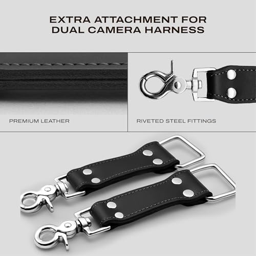 C Coiro Extra Attachments Single and Dual Camera Harness for Camera Bag, Sling Bag, Pouch, Lens Case - color: Black