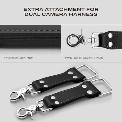 C Coiro Extra Attachments Single and Dual Camera Harness for Camera Bag, Sling Bag, Pouch, Lens Case - color: Black
