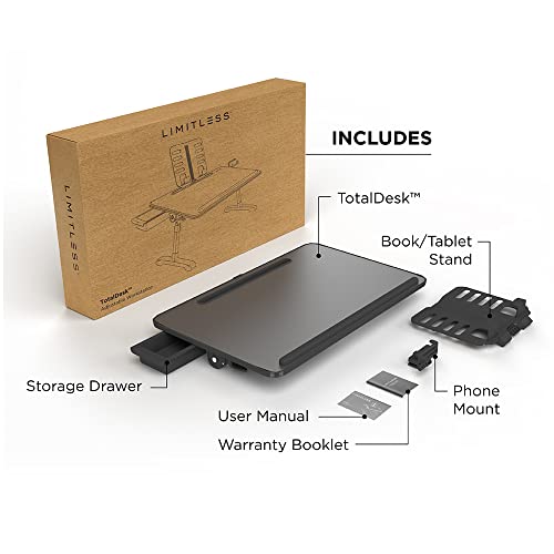 Limitless TotalDesk Portable Modern Workstation and Lap Desk with Adjustable Height & Tilt (Charcoal) - color: Charcoal