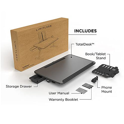 Limitless TotalDesk Portable Modern Workstation and Lap Desk with Adjustable Height & Tilt (Charcoal) - color: Charcoal
