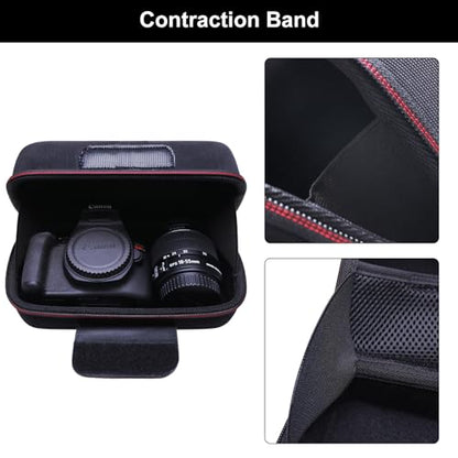 LTGEM Camera Case for Canon EOS Rebel T7 / R50 / R100 / R50 V / T6 / R8 / R10 / RP / SL3 / R5 / T100 DSLR SLR Camera and 18-55mm/18-45mm Lens with Shoulder Strap, Black - color: Black