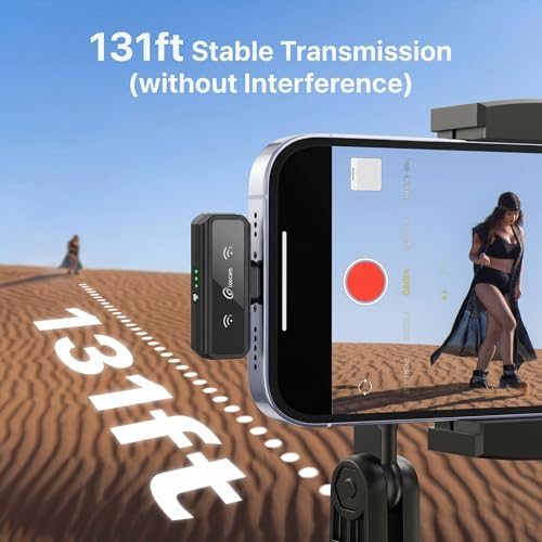 Loocam Mini Microphone for iPhone with Charging Case, Wireless Lavalier Microphone for Video, Recording, Vlog, 24H Standby Lavalier Microphone, Hi-Fi Audio, Noise Cancellation, 131FT Range