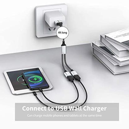 Fidioto USB Splitter, USBA Male to 2 Female USBA Extension Cable, 4Ft Long USB Y Splitter Support Charging and Data Transfer for Printer/USBA Keyboard/Flash Drive/PlayStation/Laptop/LED Etc - style: 1 in 2 out-4ft