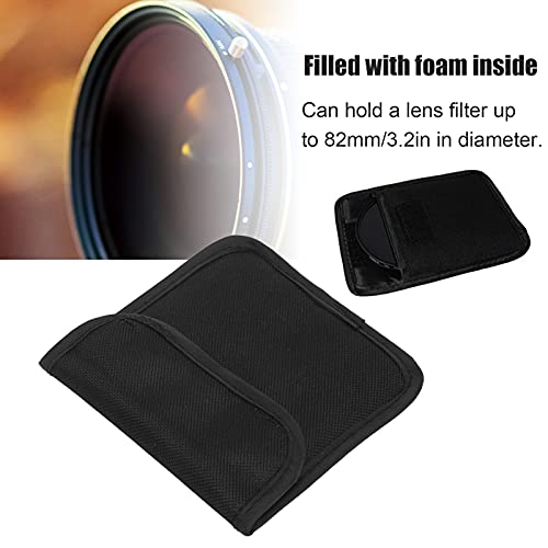 Lens Filter Case, Lens Filter Storage Bag, Lens Filter Pouch Camera Lens Filter Pouch Anti Shock Soft Nylon Photography Lens Filter Insert Filter Pouch for Filters Up to 82mm