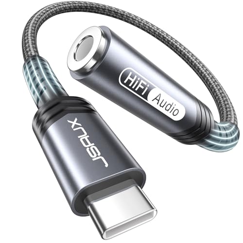 JSAUX USB Type C to 3.5mm Female Headphone Jack Adapter, USB C to Aux Audio Dongle Cable Cord Compatible with iPhone 17 Pro Max/16 Pro/15, Samsung Galaxy S24/S23/S22 Ultra, iPad Pro, Pixel 9/8 Grey - color: Grey, size: 1 x 0.6ft