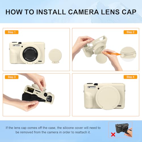G7X Mark III Case, Protective Case for Canon Powershot G7X Mark III Digital Camera, Removable Lens Cover Silicone Sleeve Soft Camera Cover Rubber Protective Body Skin- Beige - color: Beige