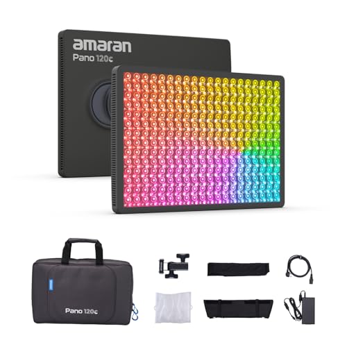 amaran Pano 120c Kit RGB LED Video Light,120w Full Color Panel Light,Compact & Portable,APP Control, w/Softbox Studio Lighting for Outdoor Filming Recording Streaming (Pano 120c - Charcoal) - color: Pano 120c - Charcoal