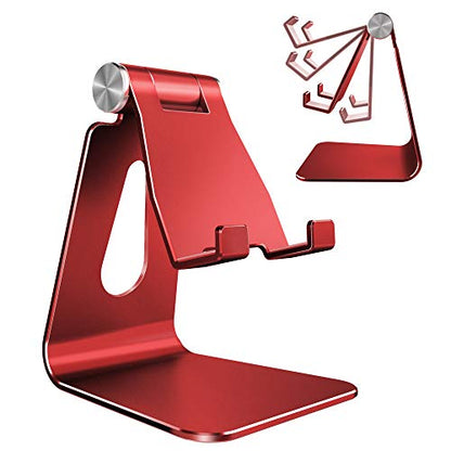 CreaDream Adjustable Cell Phone Stand, Phone Stand, Cradle, Dock, Holder, Aluminum Desktop Stand Compatible with Phone Xs Max Xr 8 7 6 6s Plus SE Charging, Accessories Desk,All Mobile Phones-Red - color: Red
