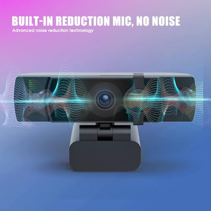 4K Webcam for PC & Laptop - Ultral HD 4K, AI Autofocus, Support DZoom and ePTZ, Built-in Noise-Canceling Mics and Slidable Privacy Cover for Business Meetings, Conferencing & Video Calls
