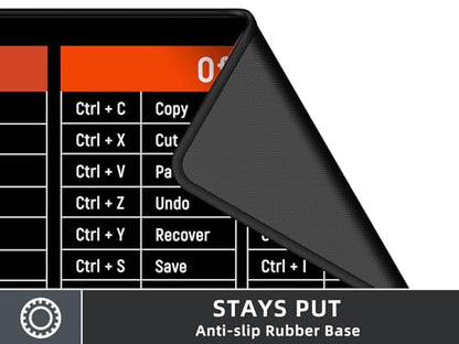 Rinaze Large Mouse Pad Desk Mat with Excel Shortcuts Cheat Sheet, Anti-Slip Keyboard Pad with Multifunctional, Gaming Mousepad, Office Desk Accessories for Computer, MacBook, PC and Laptop - color: Multi-black