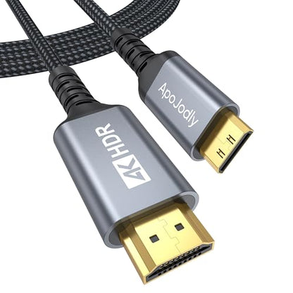 Mini HDMI to HDMI Cable 6FT, High Speed HDMI to Mini HDMI Cable for Portable Monitor 4K@60Hz HDMI Mini 2.0 Cord 2K,1080P, HDR Compatible with Camera, Camcorder, Laptop, HDTV, Graphics