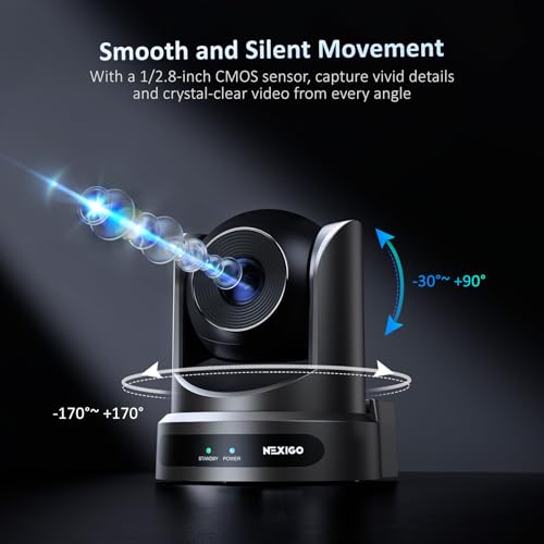 NexiGo Conference Room PTZ Camera System with 10X Optical Zoom, Remote Control, USB Output & Autofocus for Live Streaming, Meetings, Church Services, Education, for OBS/Zoom/Skype | Easy Setup - style: Optical Zoom FHD
