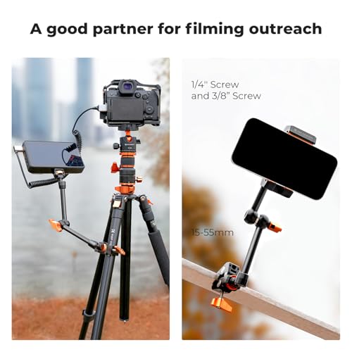 K&F CONCEPT 11" Magic Arm 1/4" Screw 360° Ball Heads Articulating Friction Camera Arm Mount for Monitor, LED Light, Webcam, Microphone, Camera Cage - size: 11 Inch