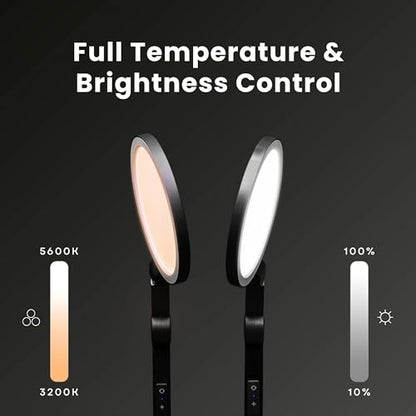 LUME CUBE Edge 2.0 LED Desk Lamp | Dimmable Home Office Desk Light with USB Charging Port & Strong Swing Arm | Adjustable Color Temperature and Brightness | Circle Webcam Light - Black 2pk - size: Black - Pack of 2