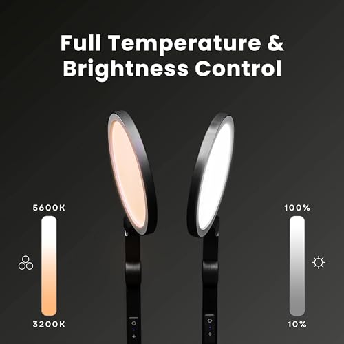 LUME CUBE Edge 2.0 LED Desk Lamp | Dimmable Home Office Desk Light with USB Charging Port & Strong Swing Arm | Adjustable Color Temperature and Brightness | Circle Webcam Light - Black 2pk - size: Black - Pack of 2