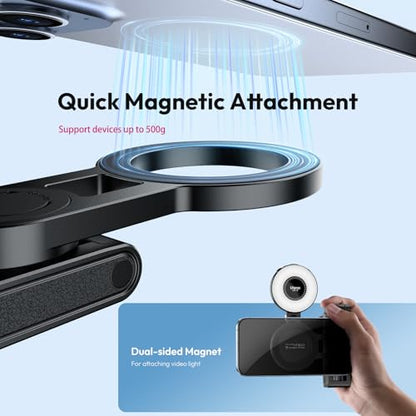 ULANZI JJ03 Magnetic Mini Tripod for Phone with Remote, 3-in-1 Pocket Selfie Stick Handle Grip, 360° Rotation Extendable Tripod Stand for iPhone Android Phones, for iPhone 17 16 15 14 13 12 Series