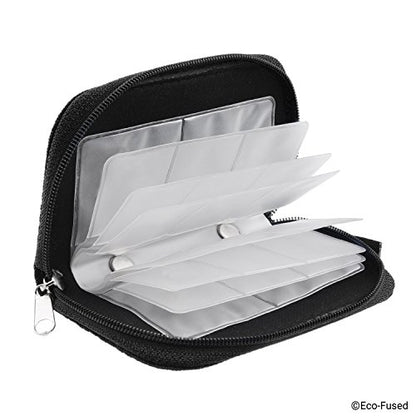 Eco-Fused Memory Card Case - Fits up to 22x SD, SDHC, Micro SD, Mini SD and 4X CF - Holder with 22 Slots (Black / 22 Slots - 2 Pack) - color: Black / 22 slots - 2 pack