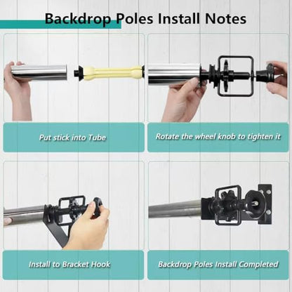 MagicLine Backdrop Poles,10ft/3m Stainless Steel Crossbar for Electric Motorized & Manual Studio Roller Background Support System, Crossbar for Backdrop Stand-Applicable to Home Photo Video
