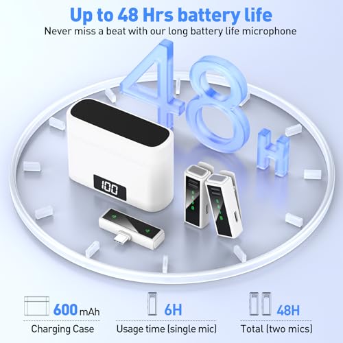 USB-C Wireless Microphone with Charging Case for iPhone 15/16/17 & Android