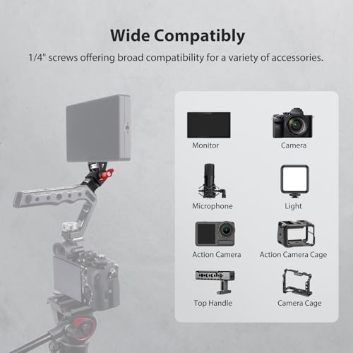 Camera Monitor Mount with 1/4″ Screw, Aluminum Field Monitor Mount for Video Light Microphone Cage, Monitor Holder 360° Swivel & 180° Tilt Damping 11lb Load Capacity (63145) - style: With Knob - 1/4″ Screw Base