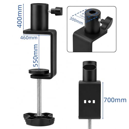 Microphone Boom Arm Desk C-Clamp, 2-Way Mount Universal 12mm Desk Mount Clamp, Heavy-Duty No-Drill Mic Stand Clamp, Fits Up to 2.17"/55mm Thick Desks for Mic, Lamp, Phone/Tablet - size: XZ007