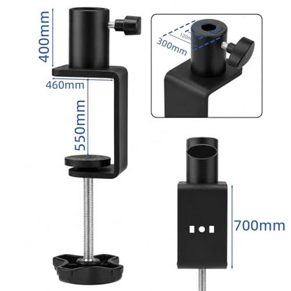 Microphone Boom Arm Desk C-Clamp, 2-Way Mount Universal 12mm Desk Mount Clamp, Heavy-Duty No-Drill Mic Stand Clamp, Fits Up to 2.17"/55mm Thick Desks for Mic, Lamp, Phone/Tablet - size: XZ007