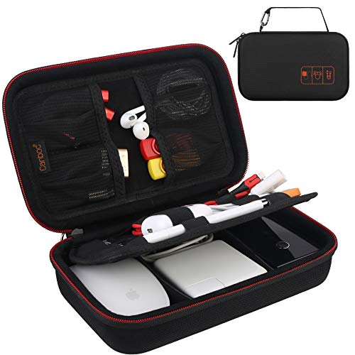 Canboc Hard Electronic Organizer Travel Case Electronics Accessories Cable Gadget Wire Storage Tech Bag Double Layer Shockproof Box for Charger Cord Flash Drive Mouse Apple Pencil Power Bank, Black - color: A-Black