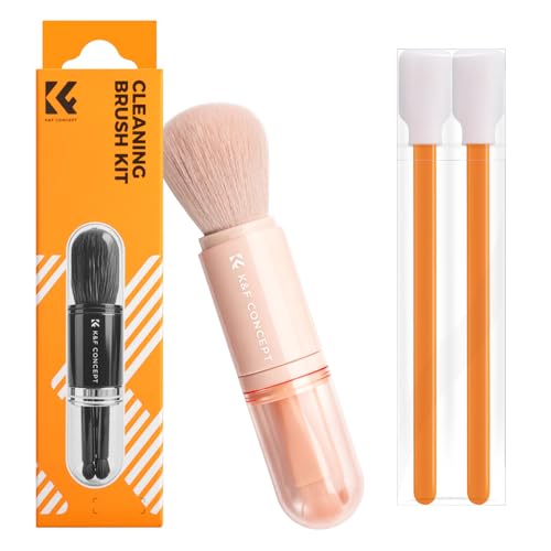 K&F Concept Pink 6-in-1 Lens & PC Keyboard Cleaning Brush Kit | Soft Bristles, Easy to Clean. Includes 4 Brush Sizes for Precise, Scratch-Safe Cleaning of Various Devices. - color: Pink