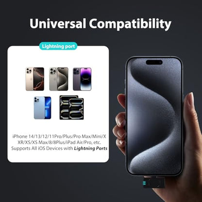 Mini Microphone for iPhone 14/13/12/11/X with Lightning Plug,Wireless Lavalier Microphone with Charging case,30H Battery Life,Noise Reduction,Clip-on Mic for Video Recording,YouTube,TikTok - style: Lightning